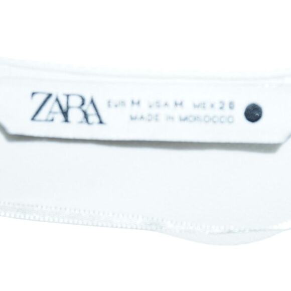 ZARA Women’s M White Draped Wrap Front Cropped Blouse Long Sleeve Made  Morocco - Picture 5 of 8